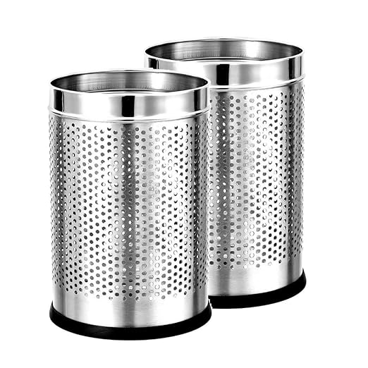 Tech Stainless Steel Dustbins Round Shape – 11 Liter, Durable Bin, Multipurpose Wastebasket for Petrol Pumps Garbage