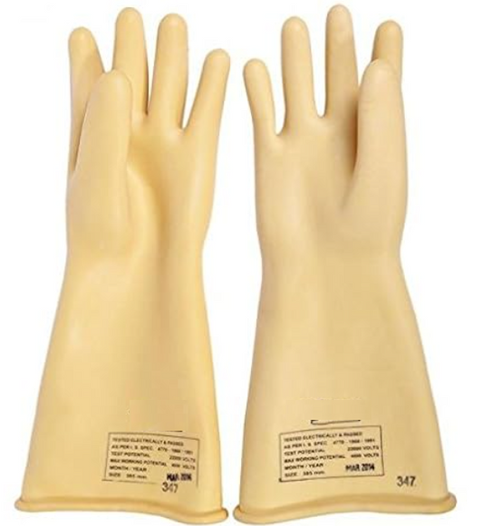 11 KV Electrical Rubber Hand Gloves (White), Pack of 1